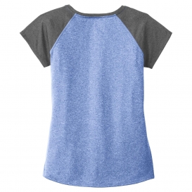 Sport-Tek LST362 Ladies Heather-On-Heather Contender Scoop Neck Tee - True Royal Heather/Graphite Heather