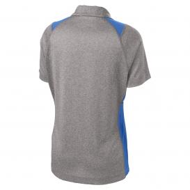 Sport-Tek LST665 Ladies Heather Colorblock Contender Polo - Vintage Heather/Carolina Blue