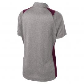 Sport-Tek LST665 Ladies Heather Colorblock Contender Polo - Vintage Heather/Maroon