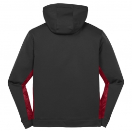Sport-Tek ST239 Sport-Wick CamoHex Fleece Colorblock Hooded Pullover - Black/Deep Red