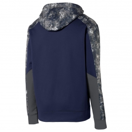 Sport-Tek YST231 Youth Sport-Wick Mineral Freeze Fleece Colorblock Hooded Pullover - True Navy/Navy