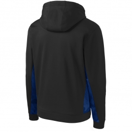 Sport-Tek ST239 Sport-Wick CamoHex Fleece Colorblock Hooded Pullover - Black/True Royal