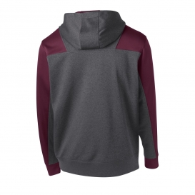 Sport-Tek ST249 Colorblock Tech Fleece 1/4-Zip Hooded Sweatshirt - Graphite Heather/Maroon
