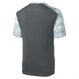 Sport-Tek ST371 CamoHex Colorblock Tee - Iron Grey/White