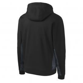 Sport-Tek YST239 Youth Sport-Wick CamoHex Fleece Colorblock Hooded Pullover - Black/Dark Smoke Grey