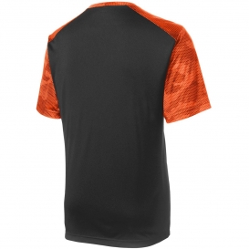 Sport-Tek YST371 Youth CamoHex Colorblock Tee - Black/Neon Orange