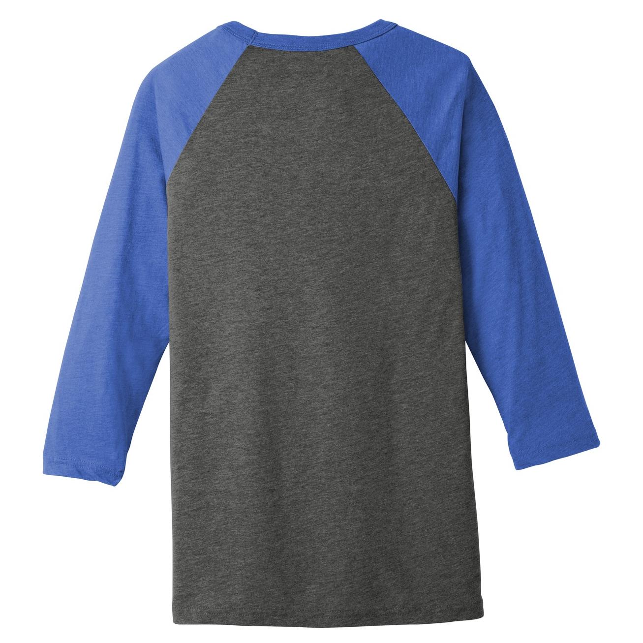 Unisex 3/4 Sleeve Baseball T-Shirt - Grey & True Royal TriBlend Raglan Jersey, Medium Size, Retail Fit - View #10