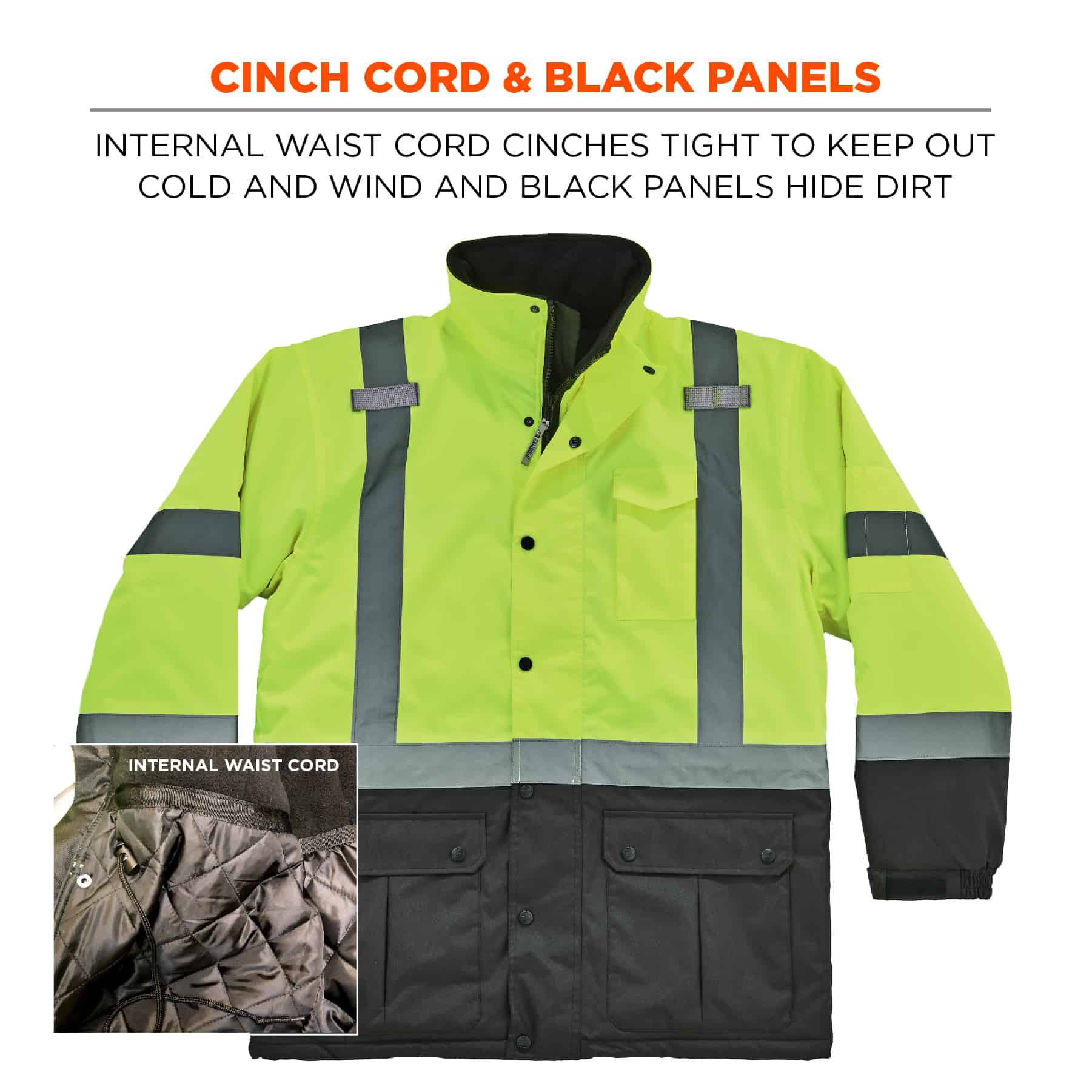 Pyramex RPB36 Type R Class 3 High-Vis Waterproof 2-in-1 Quilt Lined Parka High Vis Lime Green