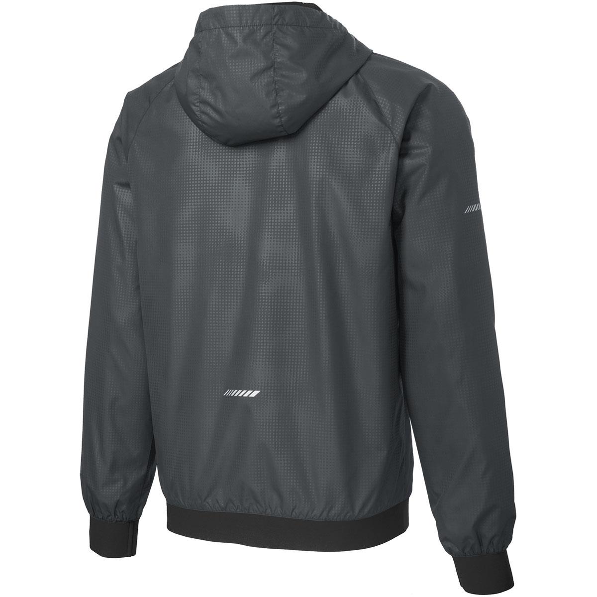 Sport-Tek JST53 Embossed Hooded Wind Jacket - Graphite/Black