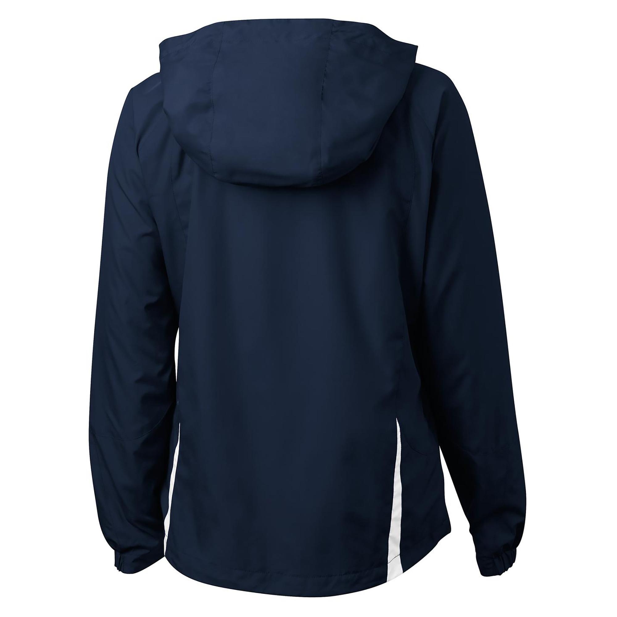 SportTek LST76 Ladies Colorblock Hooded Jacket True Navy/White