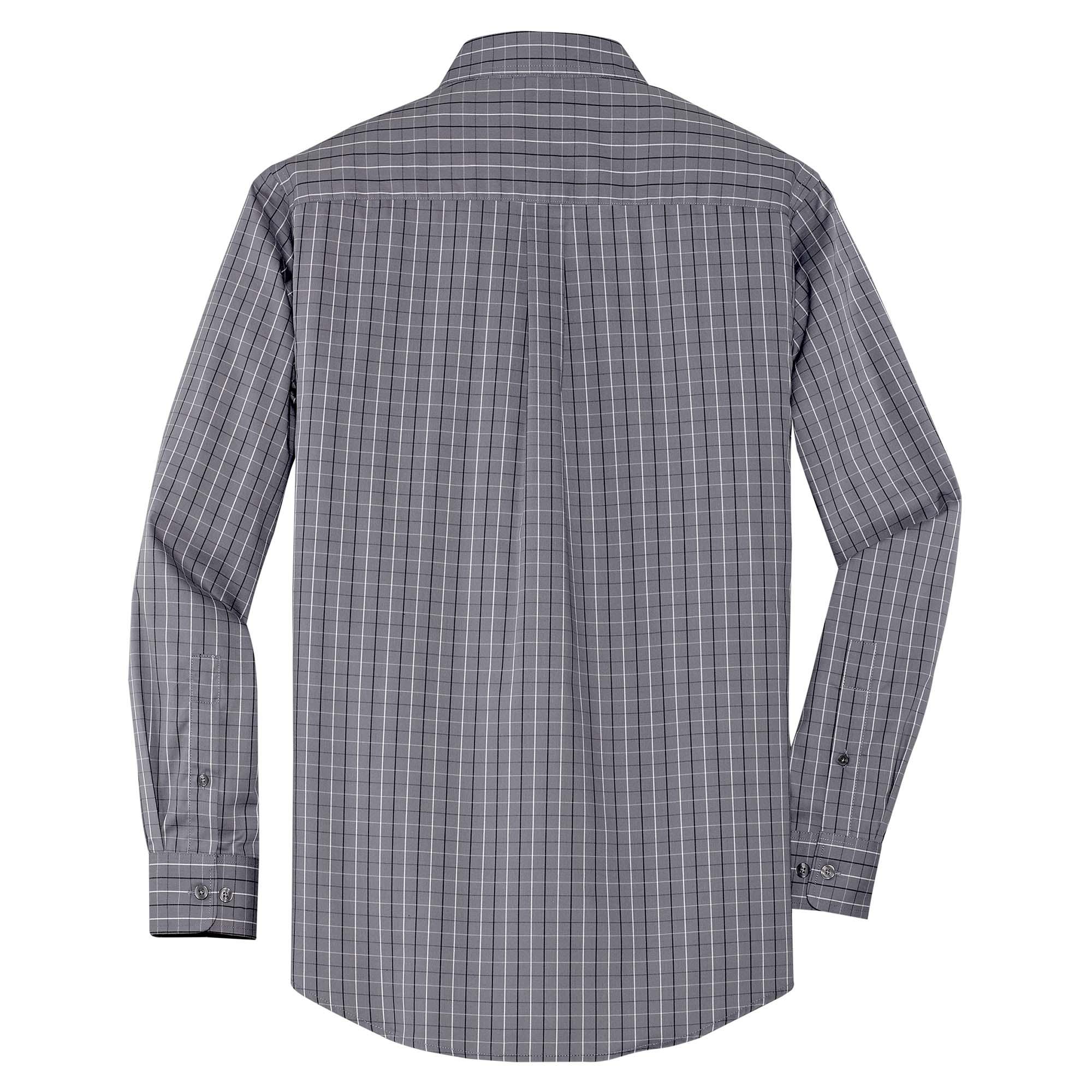 Port Authority Tattersall Easy Care Poplin Shirt - Wrinkle Resistant Cotton Blend Work Shirt - View #3