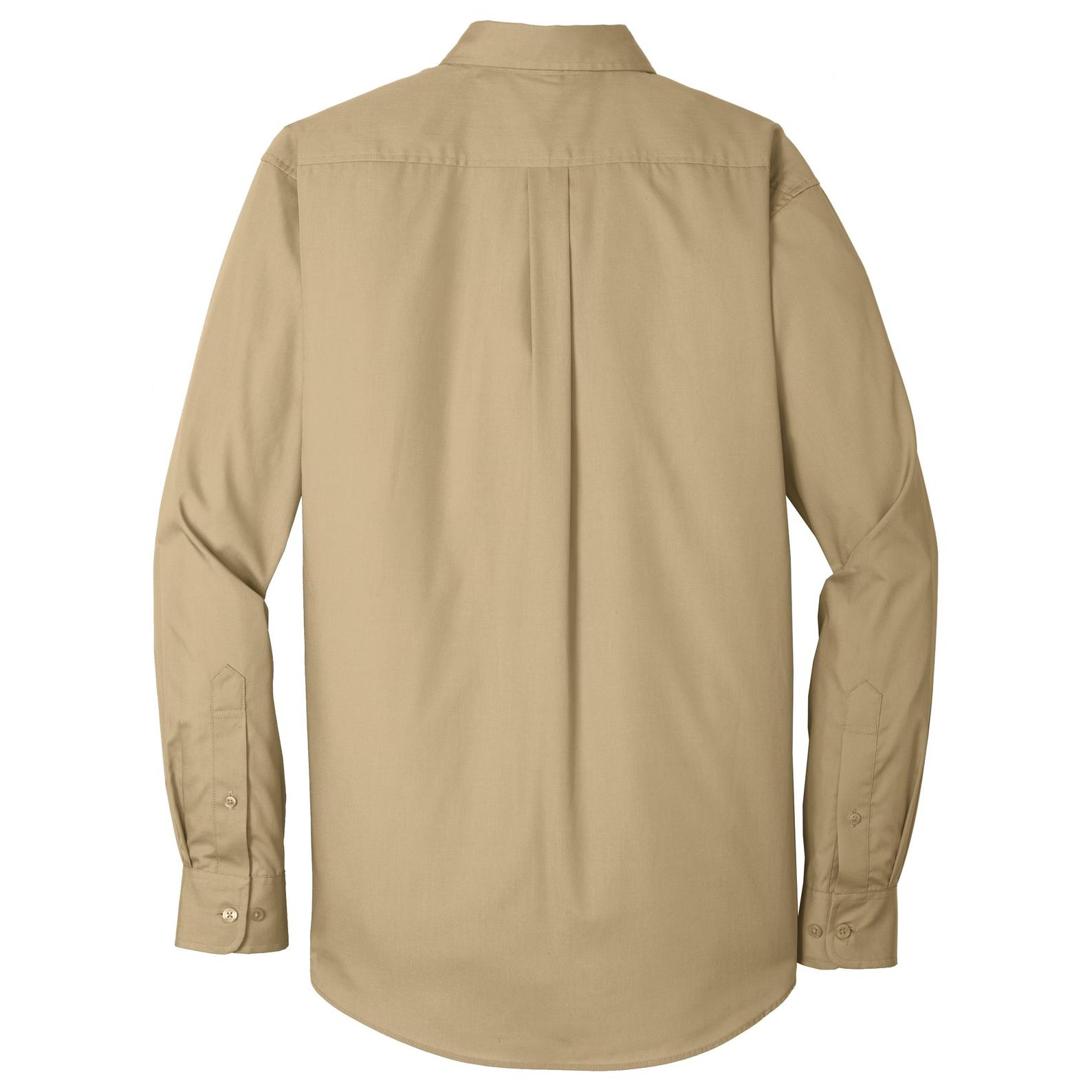 Port Authority W100 Long Sleeve Carefree Poplin Shirt - Wheat | Full