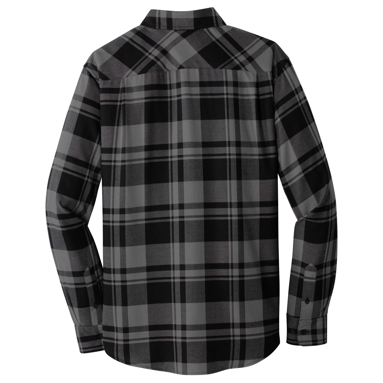 Port Authority W668 Plaid Flannel Shirt - Grey/Black | Full Source