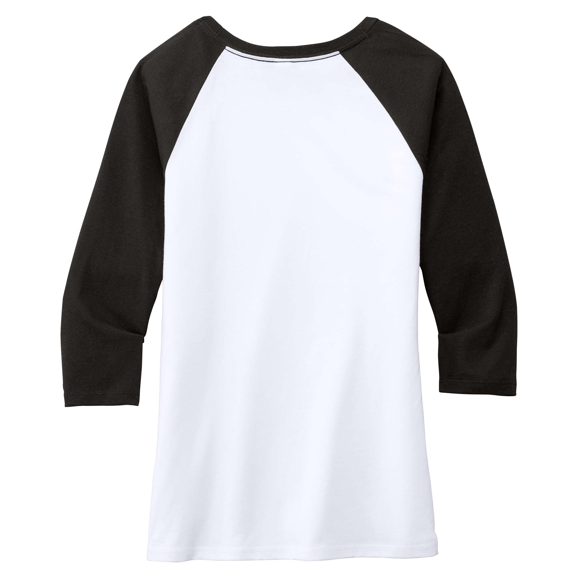 District DM136L Women's Perfect Tri 3/4-Sleeve Raglan - Black/White ...