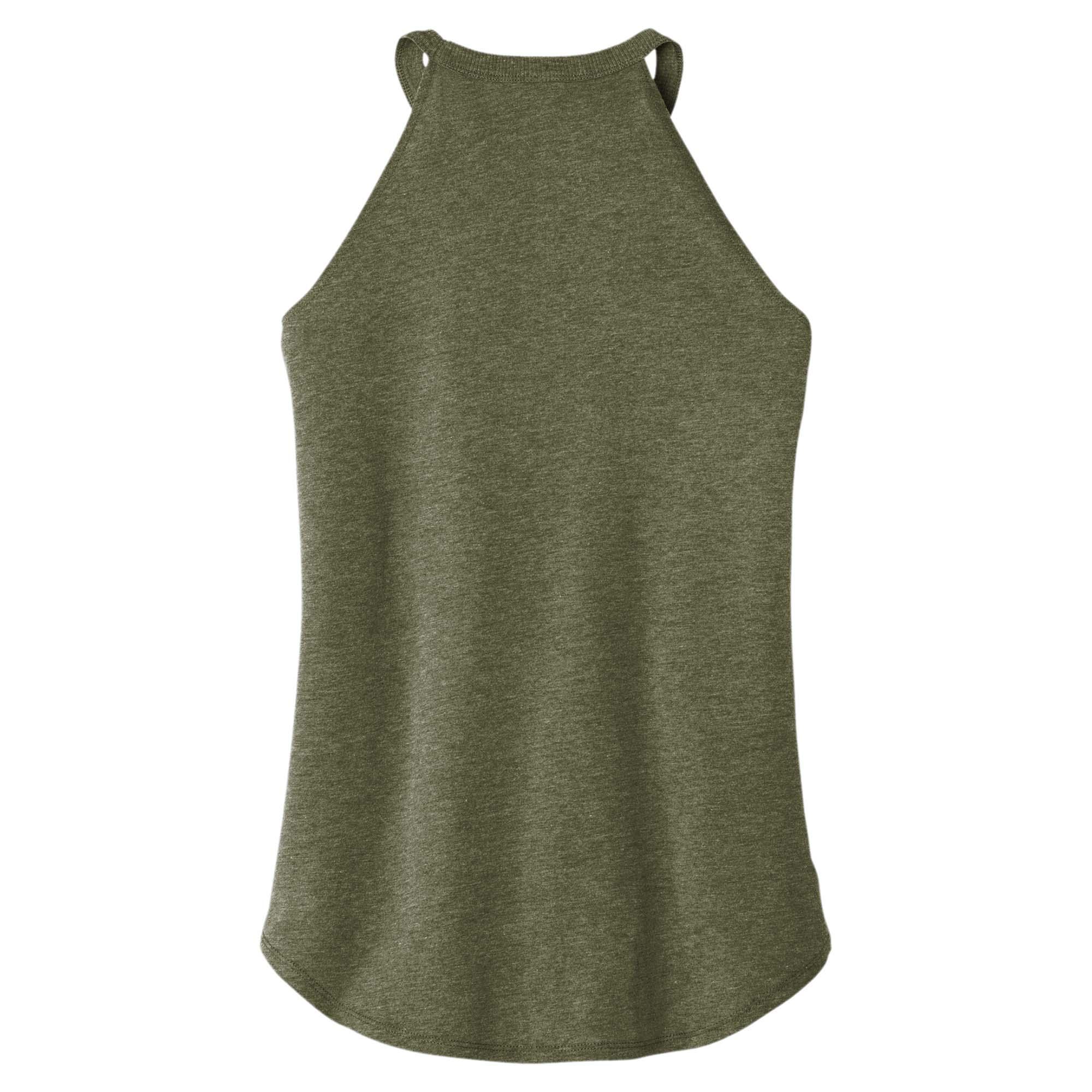 District Dt137l Womens Perfect Tri Rocker Tank Military Green Frost