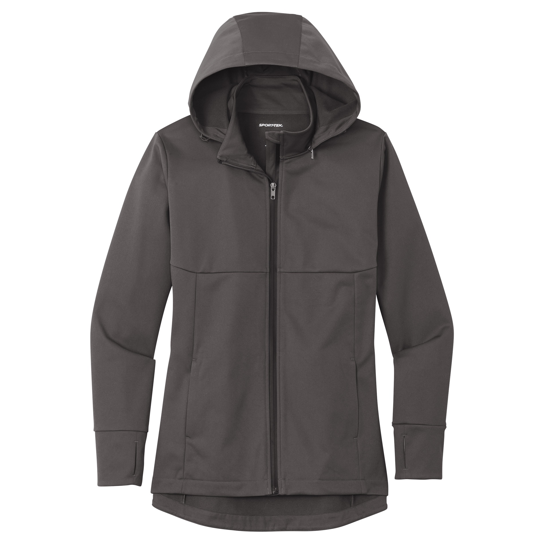 Sport-Tek LST980 Ladies Hooded Soft Shell Jacket - Graphite | Full