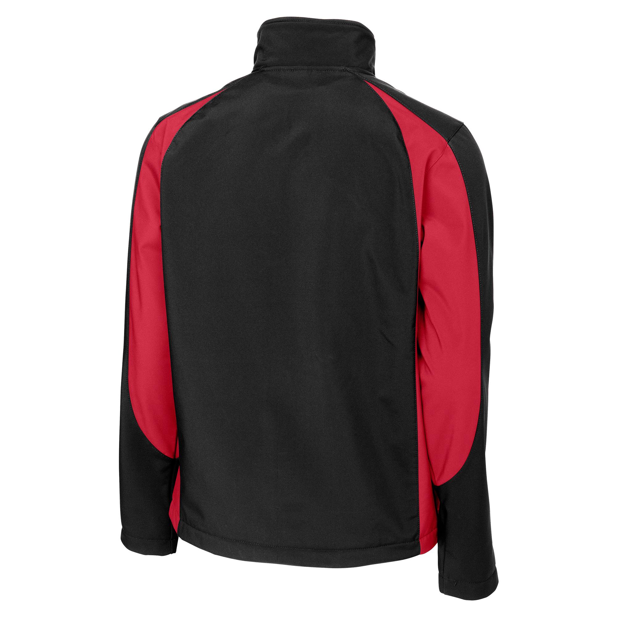 Sport-Tek ST970 Colorblock Soft Shell Jacket - Black/True Red | Full Source