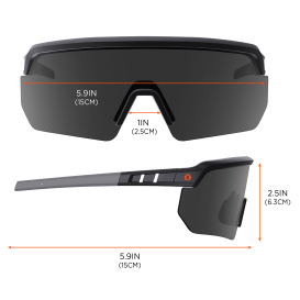 Ergodyne Aegir 55006 Safety Glasses - Black Frame - Smoke Fog-Off Anti-Fog Lens