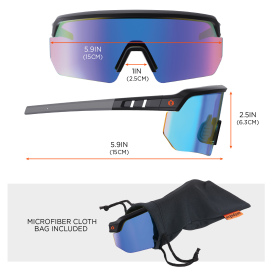 Ergodyne Aegir 55007 Safety Glasses - Black Frame - Blue Mirror Lens