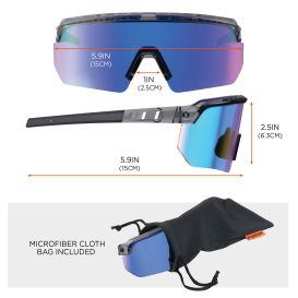 Ergodyne Aegir 55011 Safety Glasses - Smoke Frame - Blue Mirror Lens