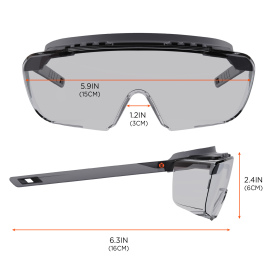 Ergodyne Osmin 55104 Safety Glasses - Black OTG Frame - Indoor/Outdoor Fog-Off Anti-Fog Lens