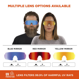 Ergodyne Aegir 55230 Safety Glasses - Matte Blue Frame - Color Enhancing Mirror Red Lens