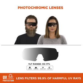Ergodyne Aegir 58310 Anti Scratch Safety Glasses - Black Frame - Photochromic Anti-Fog Lens