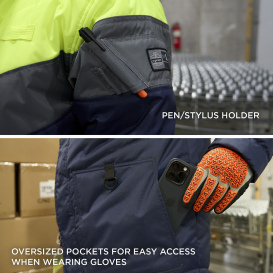 Ergodyne N-Ferno 6464 Insulated Freezer Jacket with AmpliFIRE Heat Reflective Lining - Navy