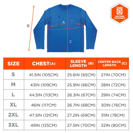 Ergodyne Chill-Its 6689 Cooling Long Sleeve Sun Shirt with UV Protection - Blue