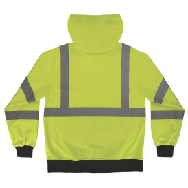 Ergodyne GloWear 8311BK Type R Class 3 Essential Black Bottom Hooded Sweatshirt - Lime