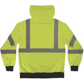 Ergodyne GloWear 8312BK Type R Class 3 Essential Black Bottom Zipper Hooded Sweatshirt - Lime