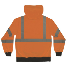 Ergodyne GloWear 8312BK Type R Class 3 Essential Black Bottom Zipper Hooded Sweatshirt - Orange