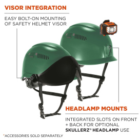 Ergodyne Skullerz 8977 Type 2 Class C Safety Helmet with Adjustable Venting - Green
