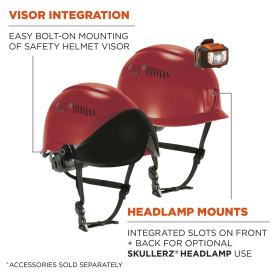 Ergodyne Skullerz 8977 Type 2 Class C Safety Helmet with Adjustable Venting - Red