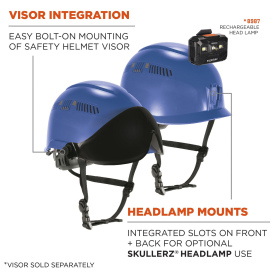 Ergodyne Skullerz 8977LED Type 2 Class C Safety Helmet with Adjustable Venting and LED Light - Blue