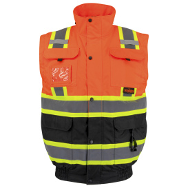 Radians SJ511B-3ZOS Type R Class 3 Black Bottom Hooded Bomber - Hi-Viz Orange