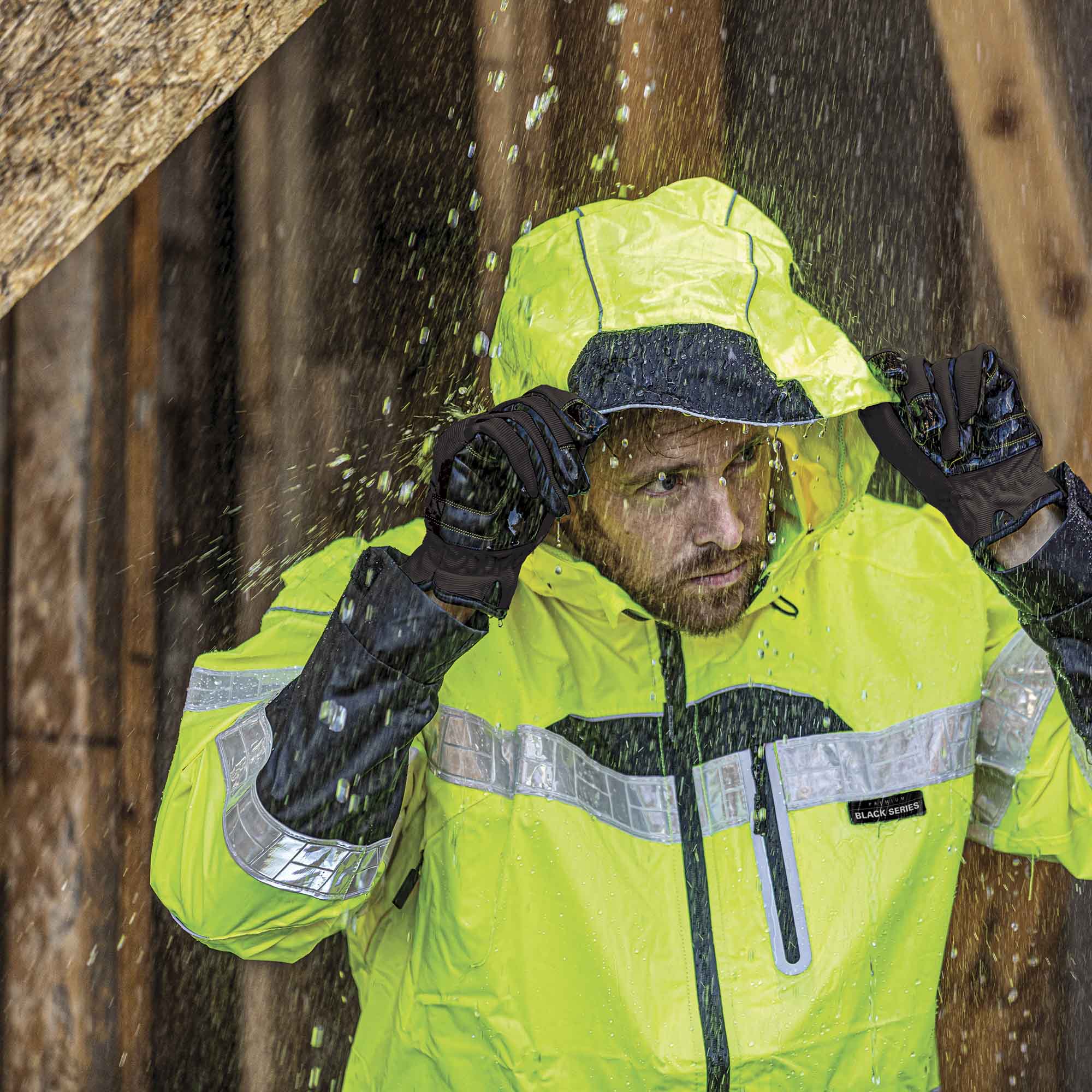 Kishigo RWJ106 Black Series Rain Jacket - Yellow/Lime | Full