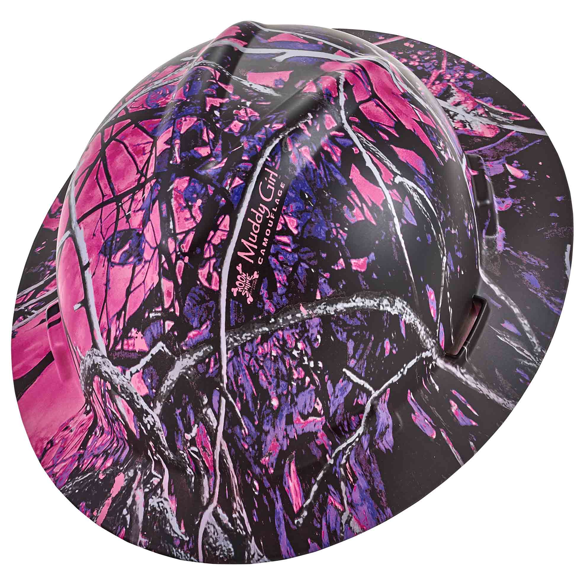 Muddy Girl Purple 2024 Hydro Dipped Hard Hats Full Brim Style with Tote