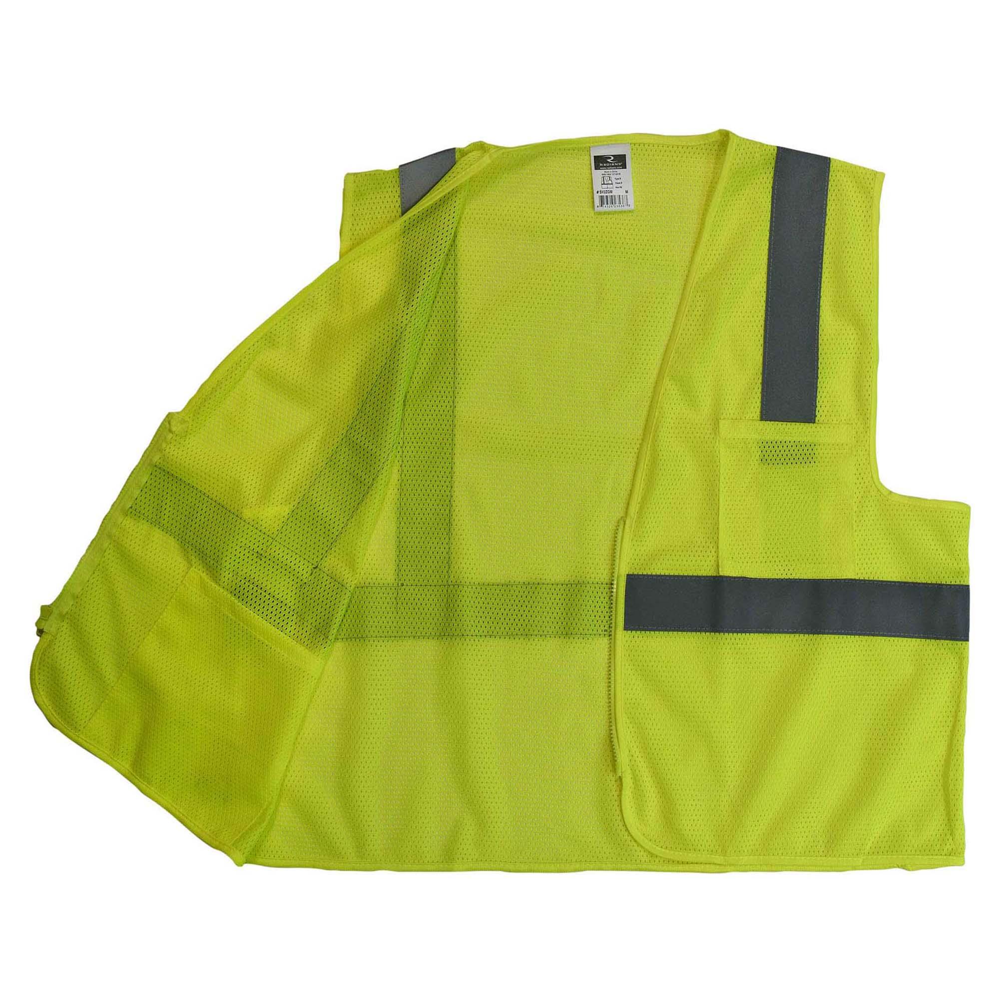 Orange Radians SV2ZOSL Polyester Solid Knit Economy Class 2 High Visibility Vest with Zipper Closure Large 
