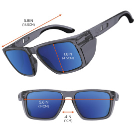 Ergodyne Sixten 58240 Safety Glasses - Smoke Frame - Polarized Blue Mirror Anti-Fog Lens