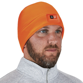 Ergodyne N-Ferno 6801 Winter Skull Cap with LED Rechargable Light - Orange