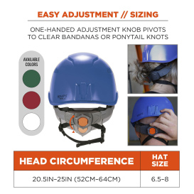 Ergodyne Skullerz 8977LED Type 2 Class C Safety Helmet with Adjustable Venting and LED Light - Blue