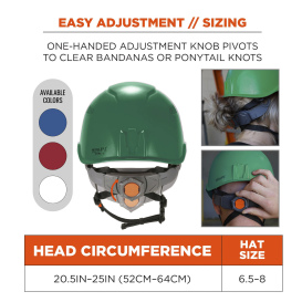 Ergodyne Skullerz 8977LED Type 2 Class C Safety Helmet with Adjustable Venting and LED Light - Green 