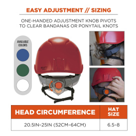 Ergodyne Skullerz 8977LED Type 2 Class C Safety Helmet with Adjustable Venting and LED Light - Red