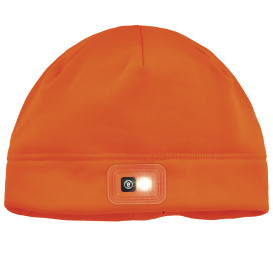 Ergodyne N-Ferno 6801 Winter Skull Cap with LED Rechargable Light - Orange