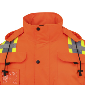 Radians SJ511B-3ZOS Type R Class 3 Black Bottom Hooded Bomber - Hi-Viz Orange