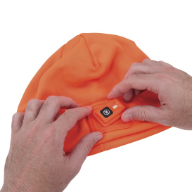 Ergodyne N-Ferno 6801 Winter Skull Cap with LED Rechargable Light - Orange