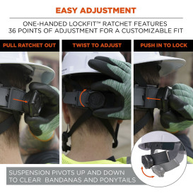 Ergodyne Skullerz 8964 Type II Class C Full Brim Safety Helmet - Ratchet Suspension - Orange