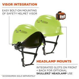 Ergodyne Skullerz 8977 Type 2 Class C Safety Helmet with Adjustable Venting - Yellow/Lime