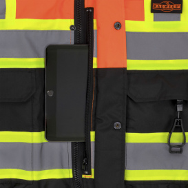 Radians SJ511B-3ZOS Type R Class 3 Black Bottom Hooded Bomber - Hi-Viz Orange